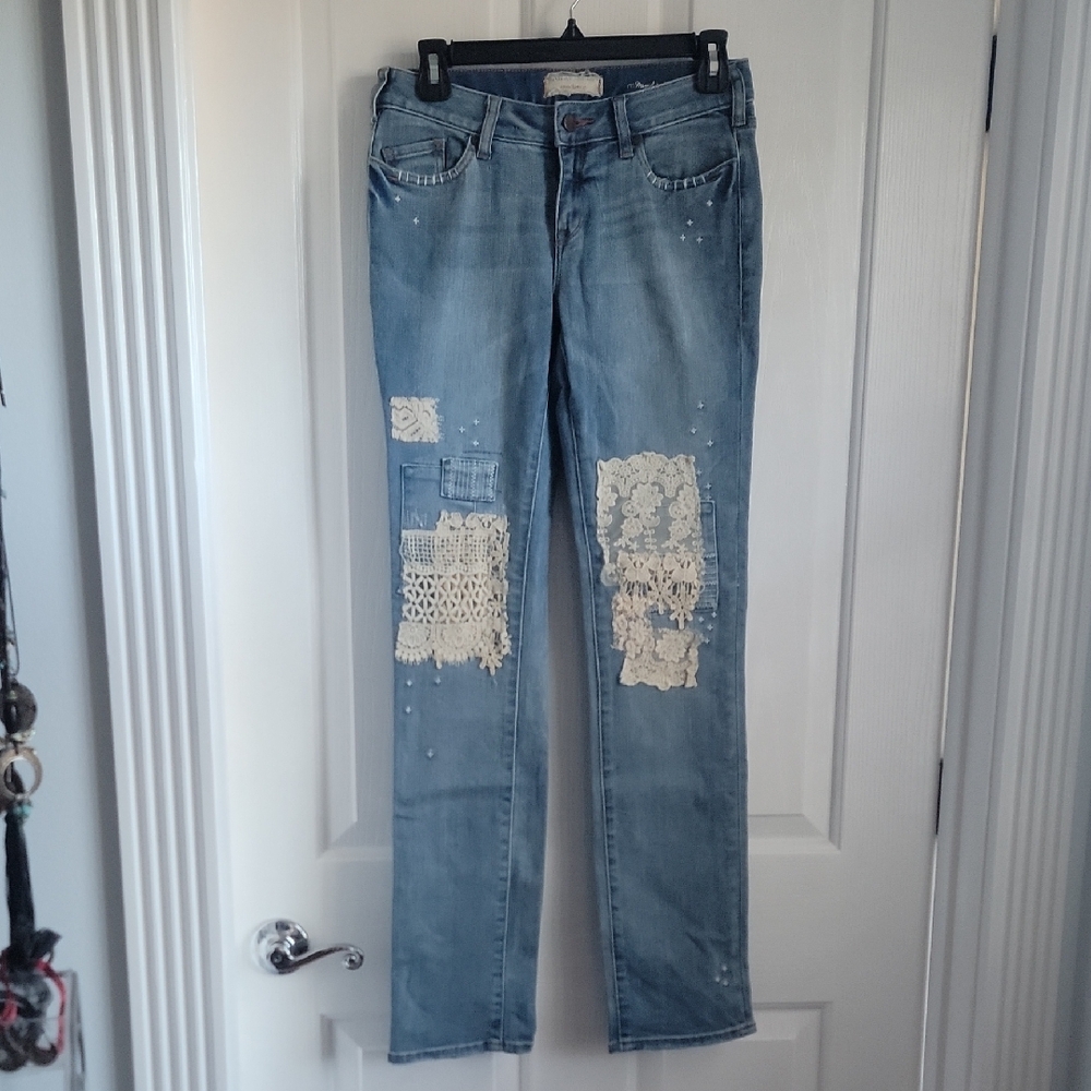 Sundance Light Blue Jeans with Cream Lace Accents Magnolia 27
